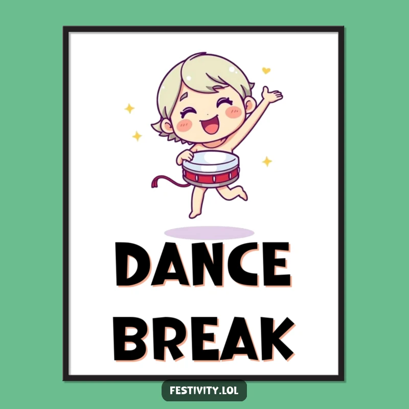 Funny Dancing Digital Art - Tambourine Joy - Instant Download