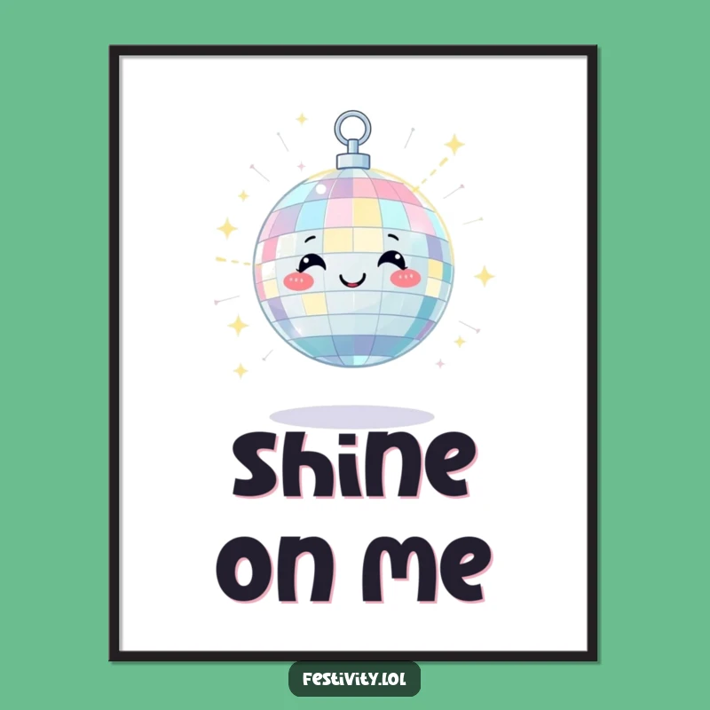 Funny Disco Ball Art Print: Satisfied Shine for Your Walls