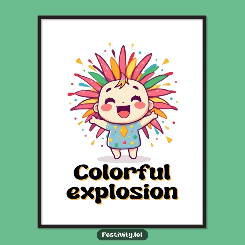 Funny Firework Art Print: Jubilant Burst of Joyful Decor