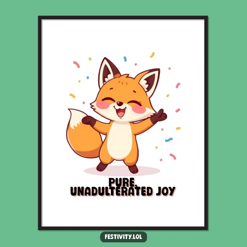 Funny Fox Dancing Confetti Digital Art: Instant Joy for Your Space!