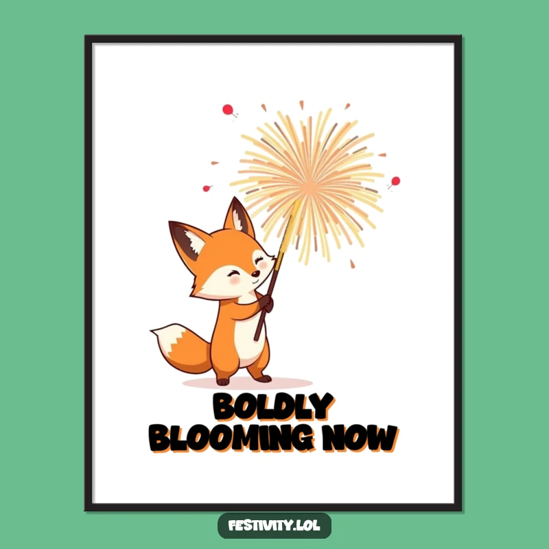 Funny Fox Firework Digital Art: Instant Bold & Hilarious Wall Decor