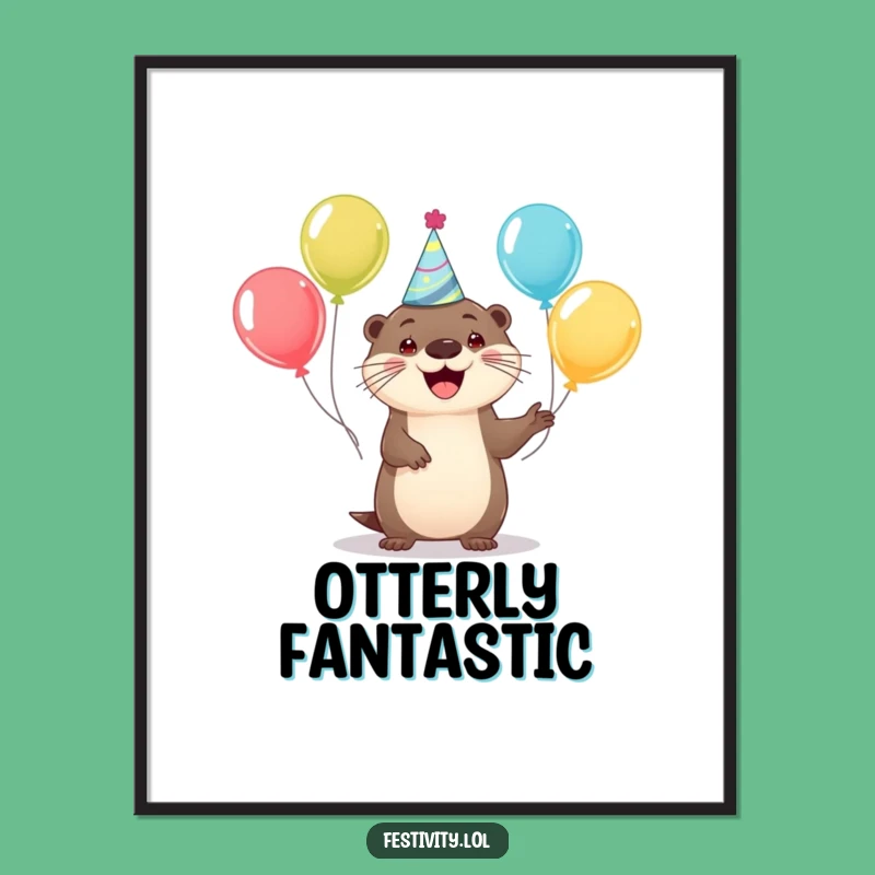 Funny Happy Otter Digital Art - Instant Festive Decor
