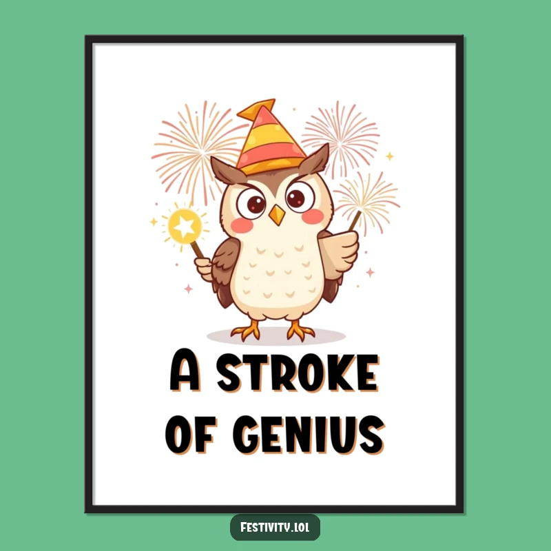 Funny Owl Firework Digital Art: Instant Daring for Your Walls!