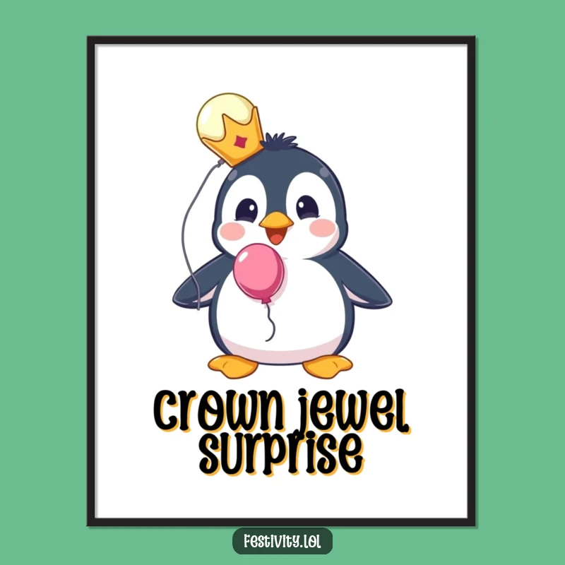 Funny Penguin Digital Art - Instant Royal Surprise Decor!