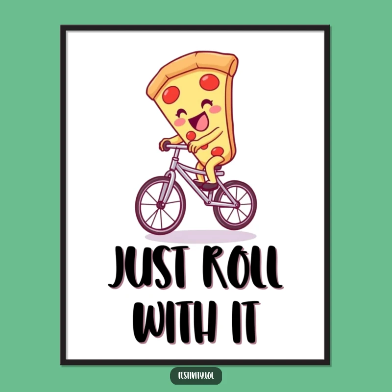 Funny Pizza Unicycle Digital Art: Instant Hilarious Wall Decor!