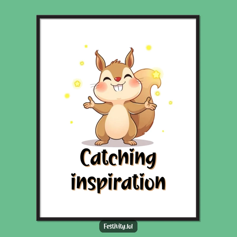 Funny Squirrel Firefly Digital Art: Juggling Glow, Instant Whimsical Decor