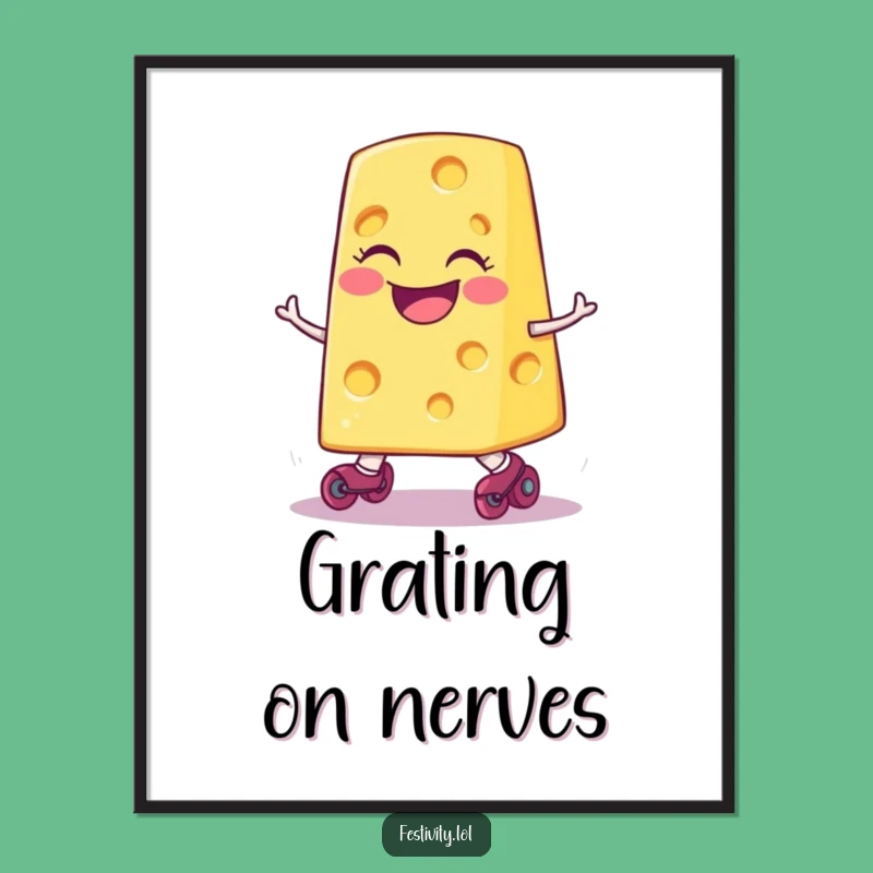 Funny Tripping Cheese Digital Art: Instant Download for Hilarious Decor