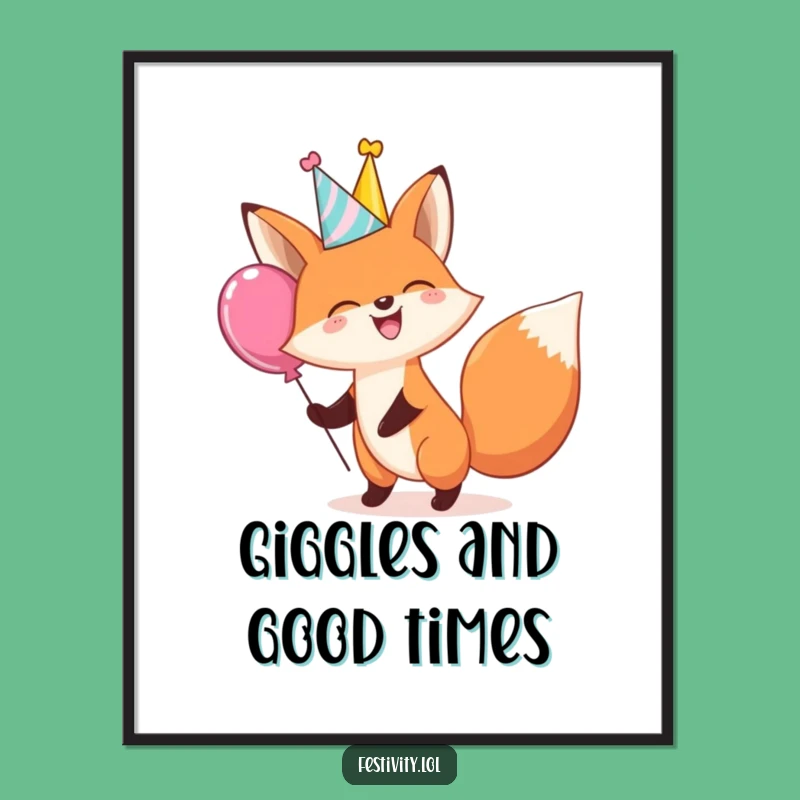 Funny Fox Party Digital Art: Instant Cheerful Decor