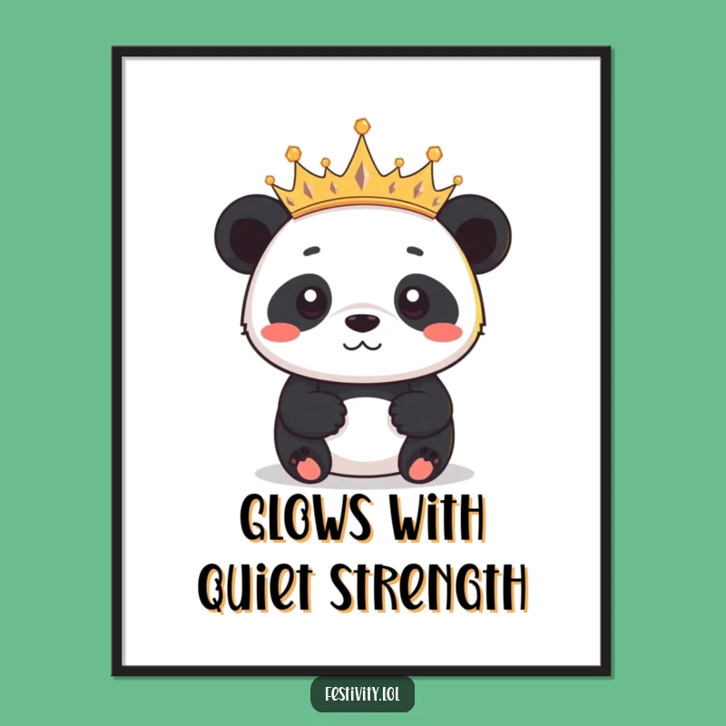 Funny Panda Crown Digital Art: Instant Regal Decor