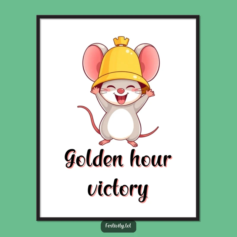 Funny Triumphant Mouse Digital Art: Instant Victory Celebration with This Humorous Download