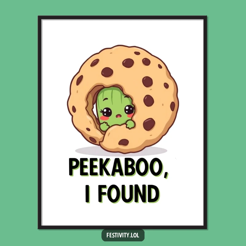 Funny Shy Pickle Art Print: Surprised Cartoon Cookie Digital Download For Gift