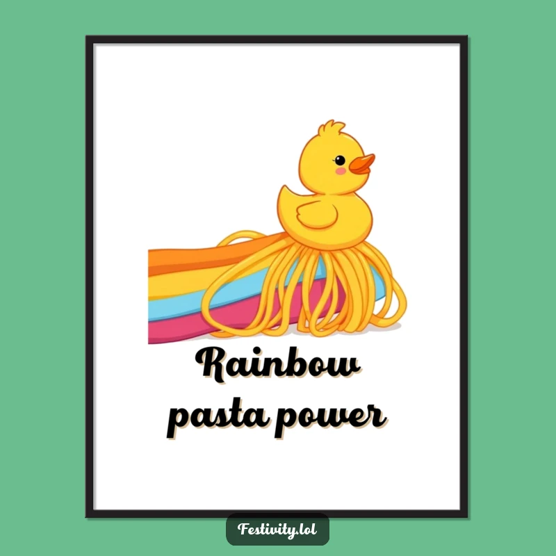 Funny Spaghetti Rainbow Duck Digital Art: Instant Download for Whimsical Decor