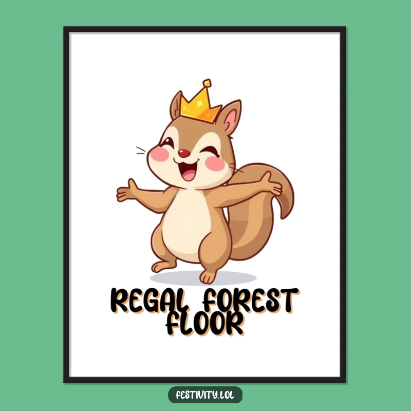 Funny Dancing Squirrel Crown Digital Art - Hilarious Royal Decor for Instant Joy