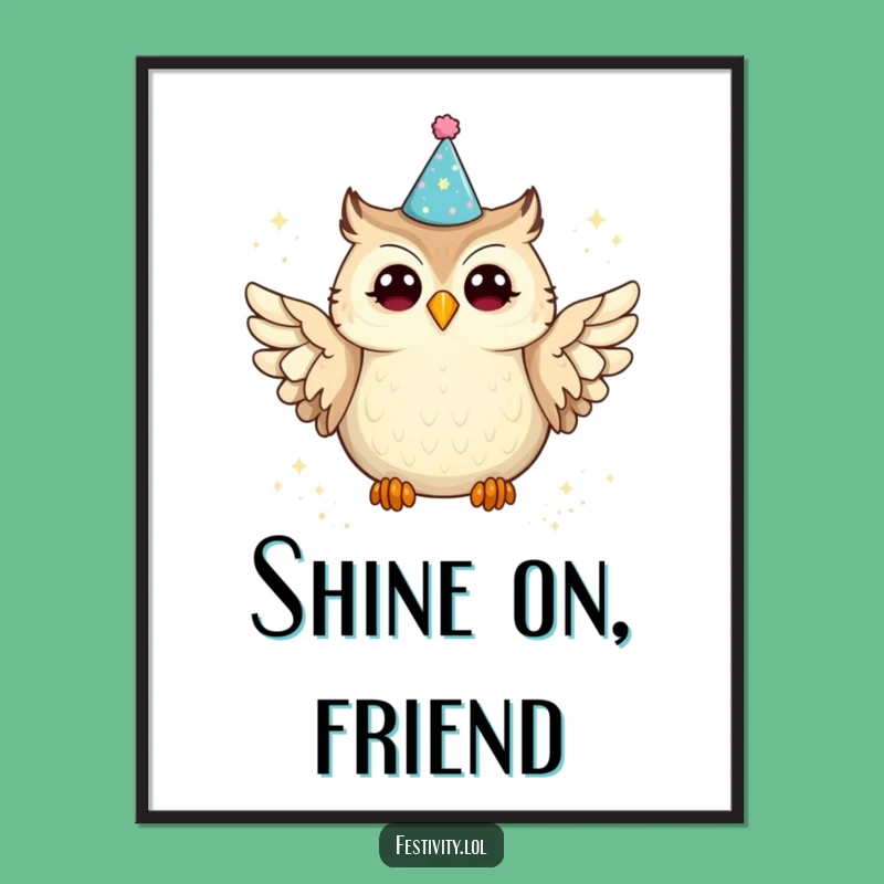 Funny Owl Party Digital Art: Joyful Glitter Spill, Instant Whimsical Decor