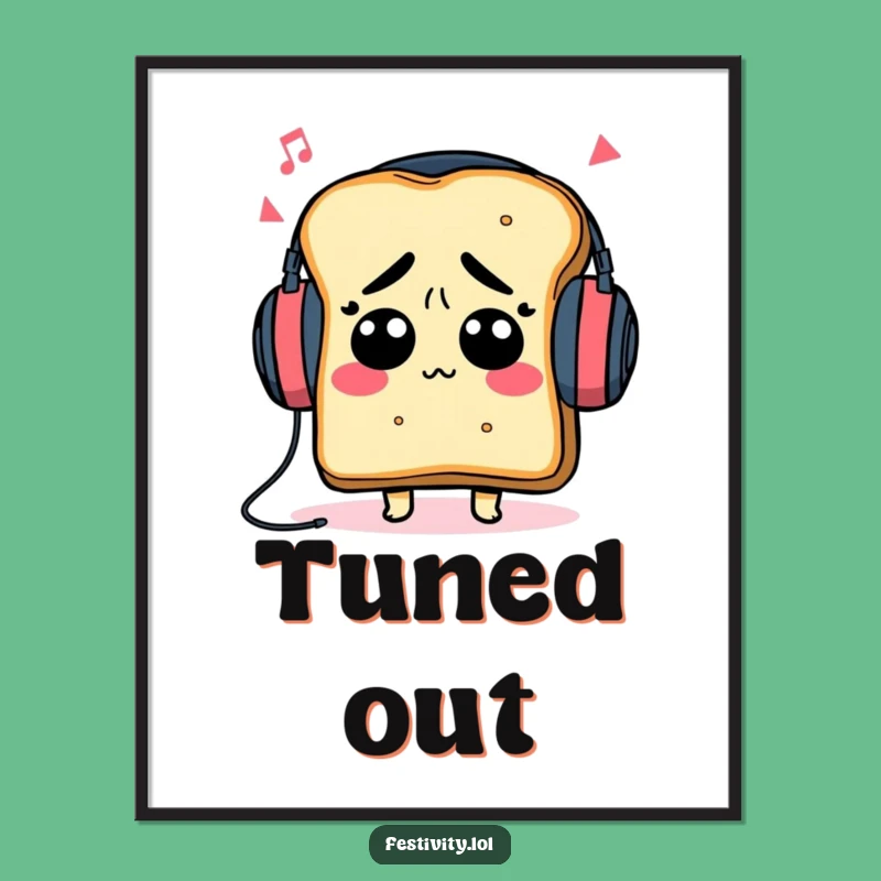 Funny Toast Headphones Digital Art: Instant Musical Wall Decor!