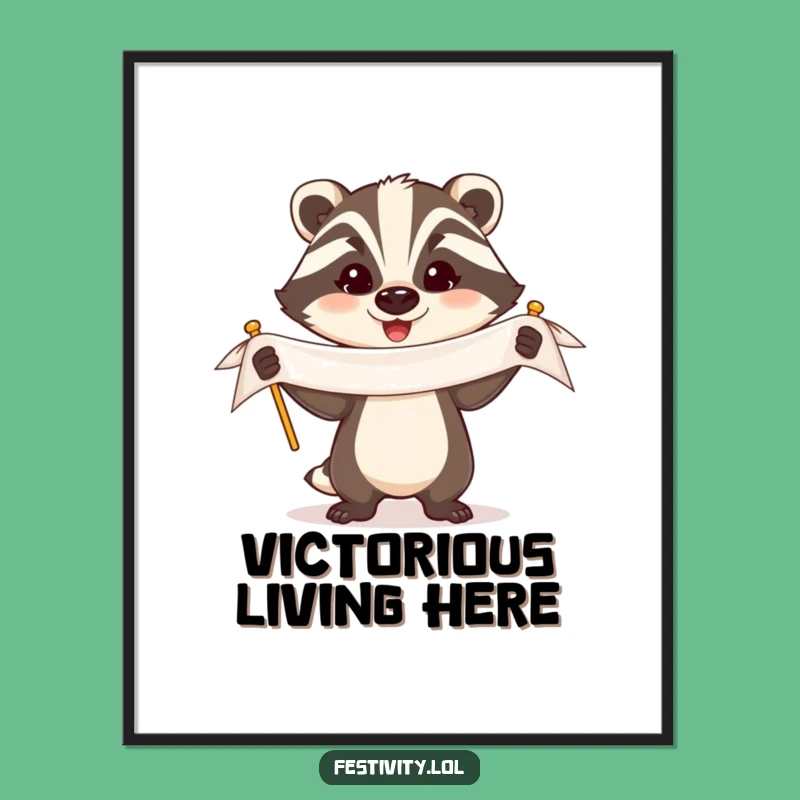 Instant Funny Badger Banner Digital Art: Celebrate Instantly