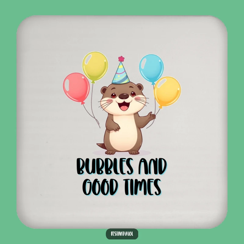 Funny Happy Otter Coasters - Protect Surfaces with Party Flair