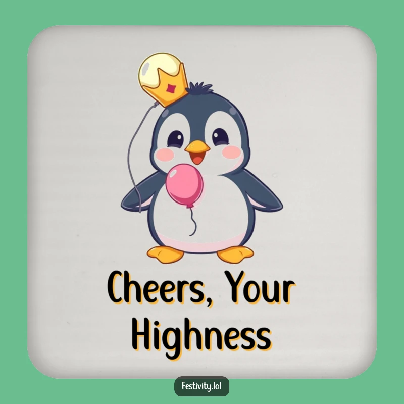 Funny Penguin Crown Coaster Set - Protect Surfaces Royally!