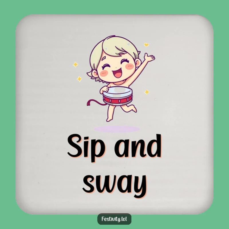 Funny Dancing Coaster - Merry Tambourine - Protect Your Surfaces