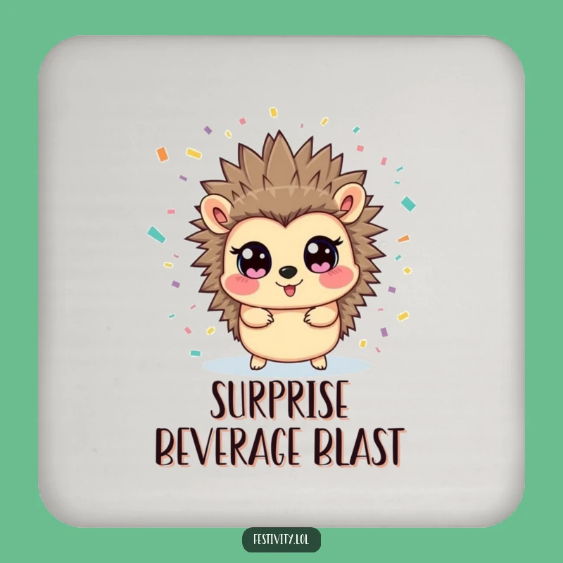 Funny Hedgehog Confetti Coaster - Protect Surfaces with Playful Charm!