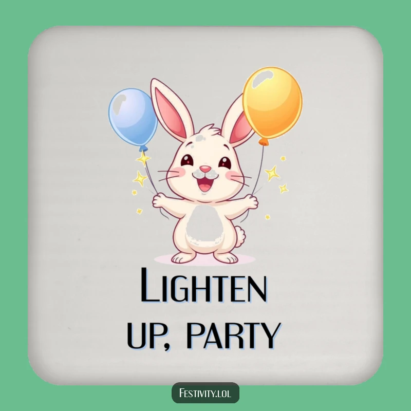 Funny Rabbit Juggling Balloons Coaster: Protect Surfaces with Whimsical Charm!