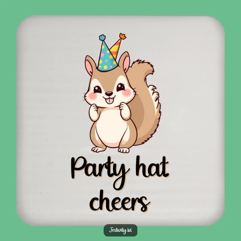 Funny Squirrel Party Hat Coasters: Protect Surfaces with Play, Delightful Funny Gift Set