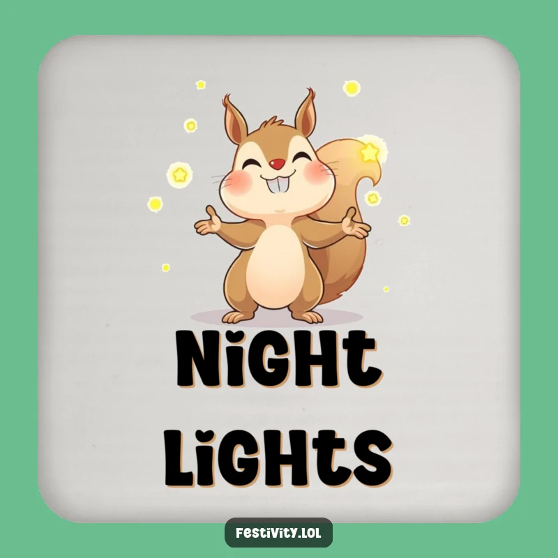 Funny Squirrel Firefly Coaster: Protect Surfaces, Glowing Charm, Gift