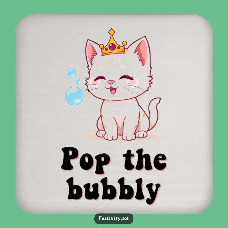 Funny Kitten Bubble Crown Coaster: Protect Surfaces with Royal Fun!
