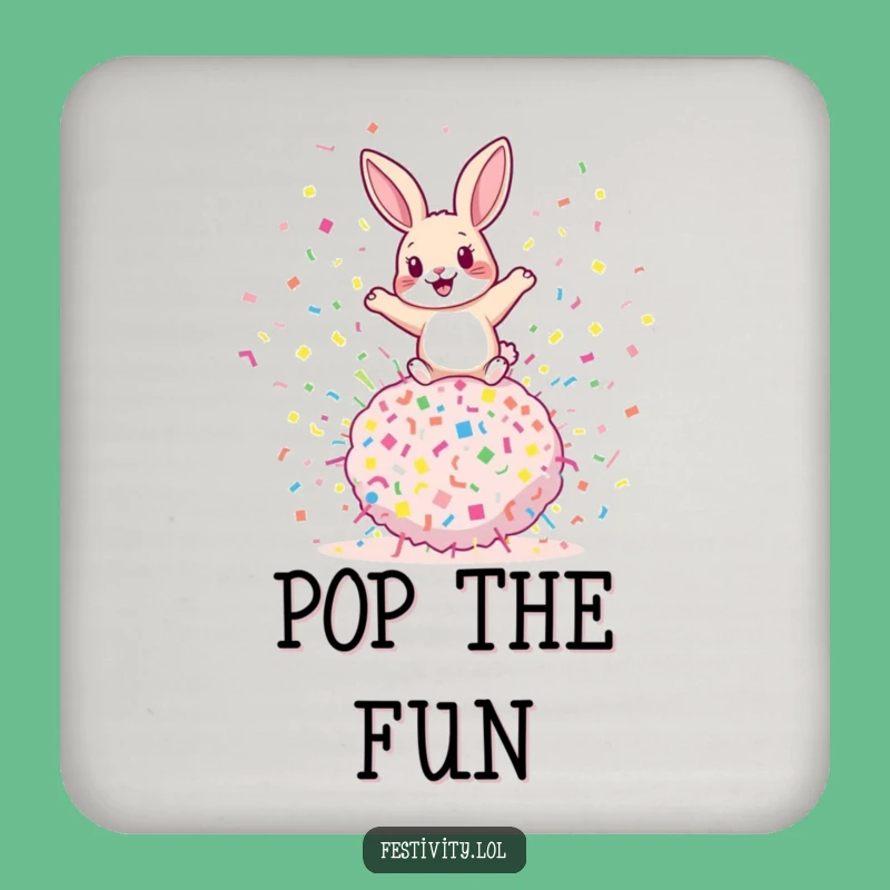 Funny Rabbit Confetti Coaster: Protect Surfaces, Bouncing Charm, Gift