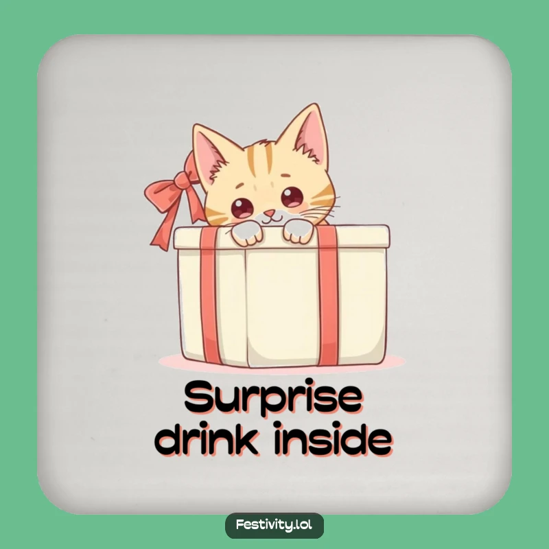 Funny Cat Gift Box Drink Coasters: Protect Surfaces with Hilarious Feline Charm!