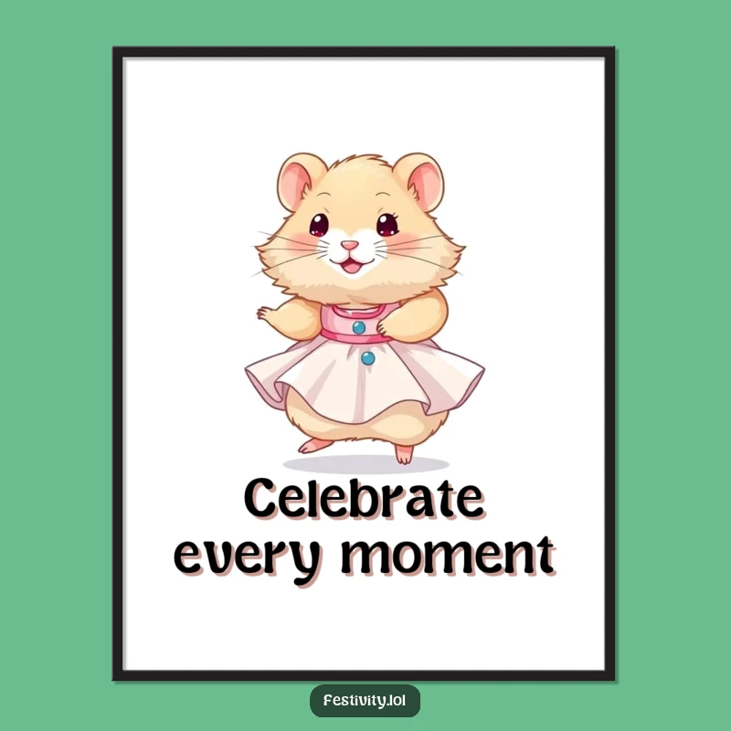 Funny Hamster Party Dress Poster: Hilarious Art for a Joyful Celebration!