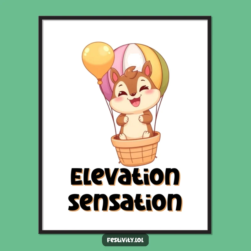 Funny Chipmunk Hot Air Balloon Poster: Brighten Your Walls with Hilarious & Joyful Art