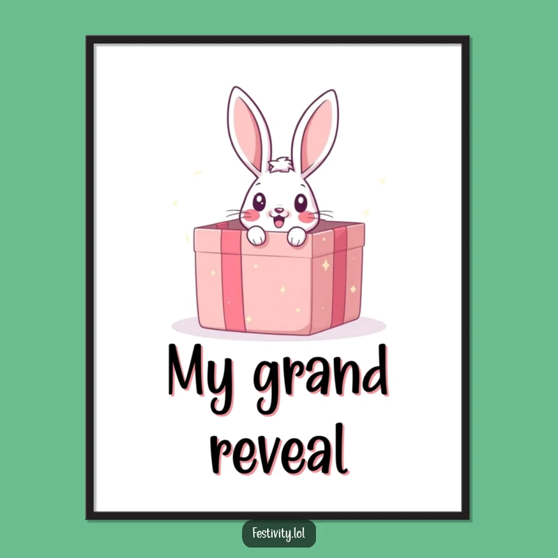 Funny Bunny Surprise Poster - Adorable Peek-a-Boo Art for Playful Walls Gift