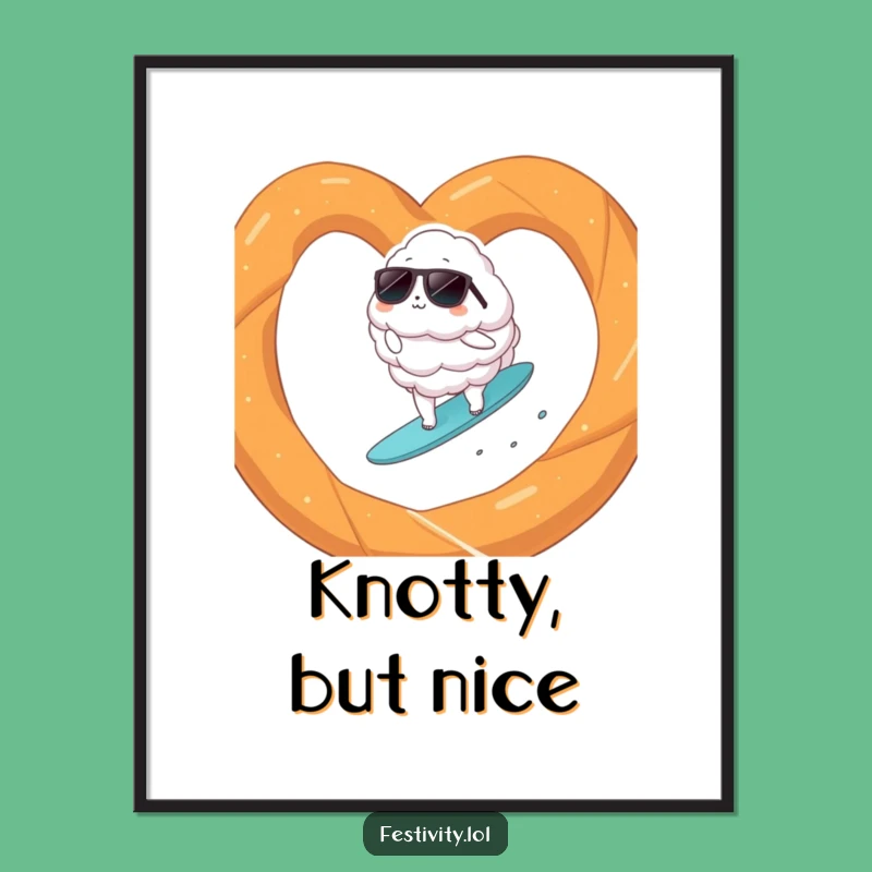 Funny Cloud Surfer Pretzel Poster: Surreal Wall Art for Instant Joy