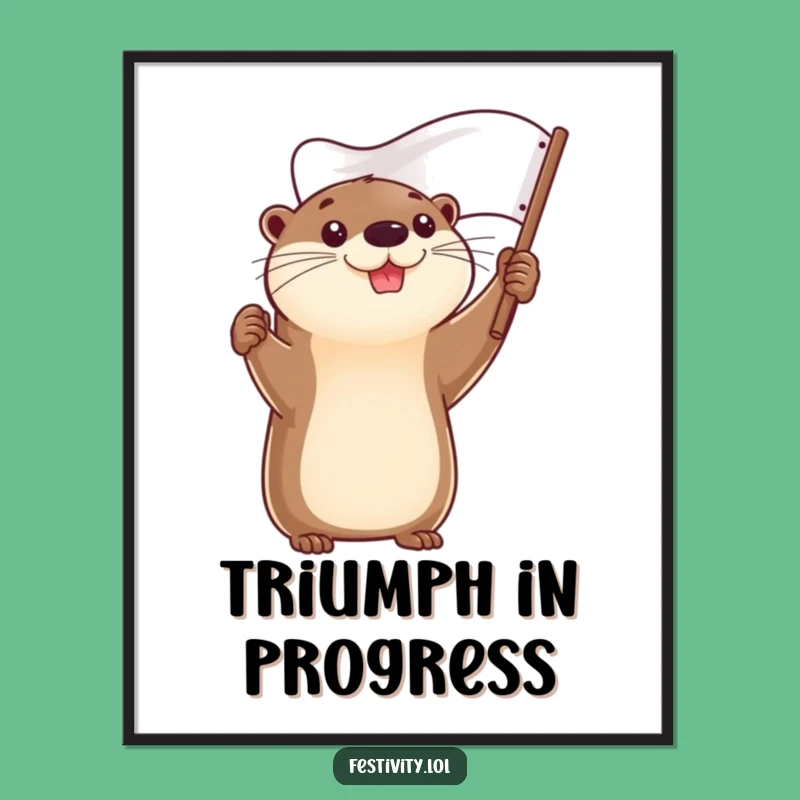Funny Determined Otter Flag Poster - Motivational Art & Victory Gift!