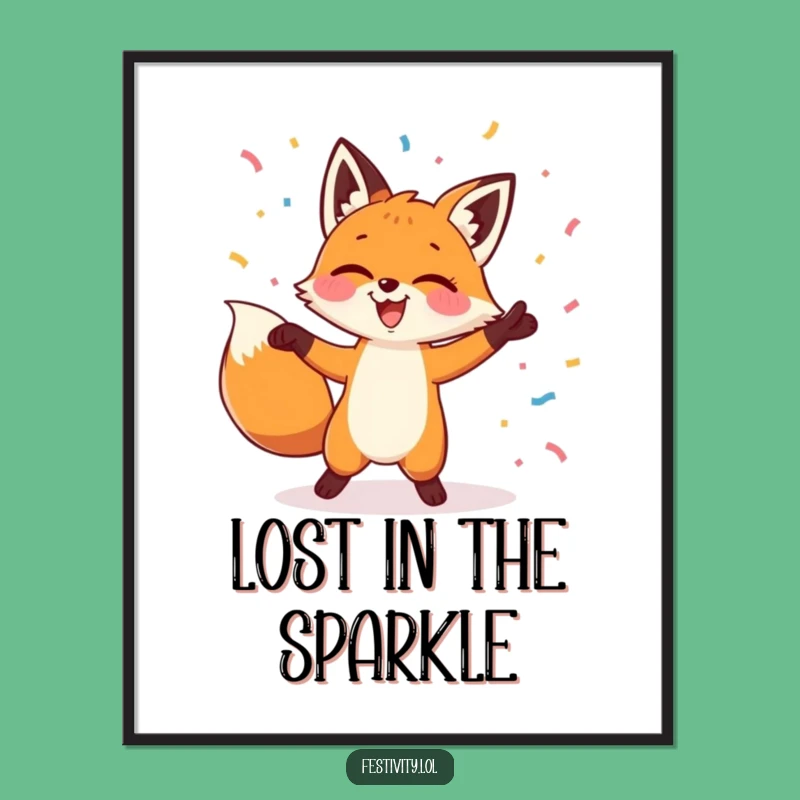Funny Fox Dancing Confetti Poster: Bring Joyful Vibes to Your Walls!