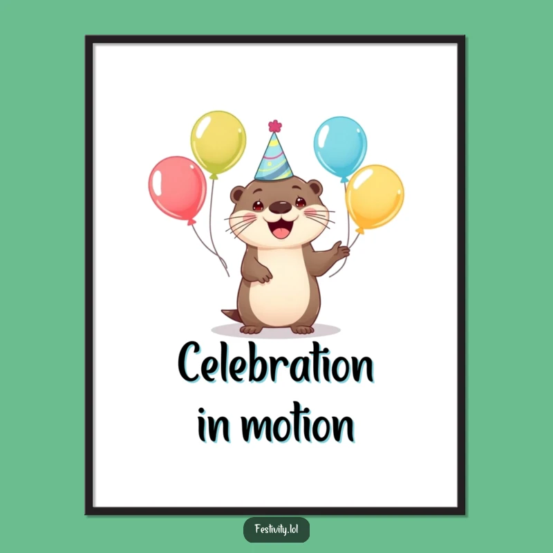 Funny Happy Otter Balloon Poster - Decorate with Festive Cheer