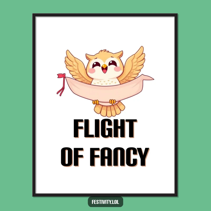 Funny Owl Soaring Poster - Bring Joyful Humor to Your Walls!