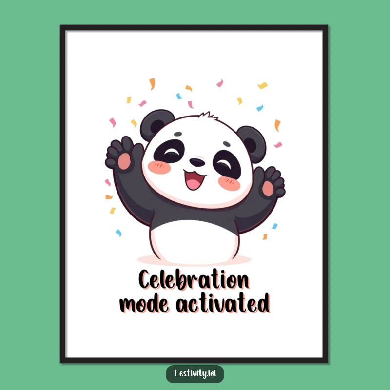 Funny Panda Confetti Poster: Joyful Wall Art for a Festive Atmosphere