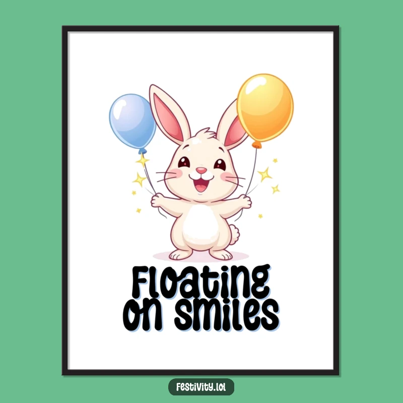 Funny Rabbit Juggling Balloons Poster: Brighten Your Walls with Cheerful Art!