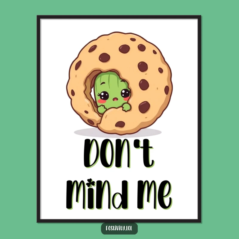 Funny Shy Pickle Poster: Surprised Cartoon Cookie Wall Art For A Humorous Gift