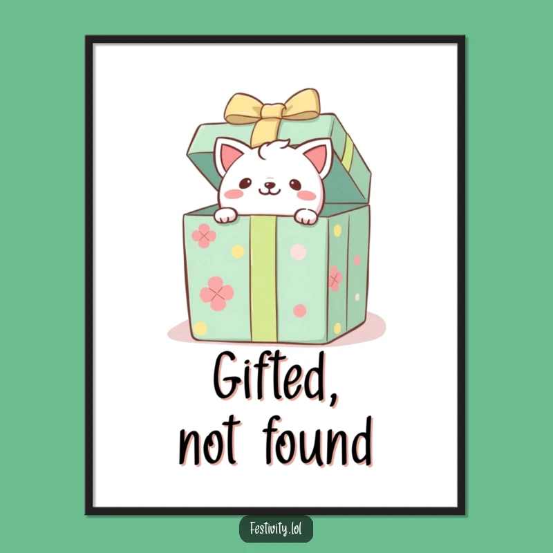 Funny Critter Gift Box Poster: Adorable Surprise Art, High-Quality Print, Perfect Funny Gift