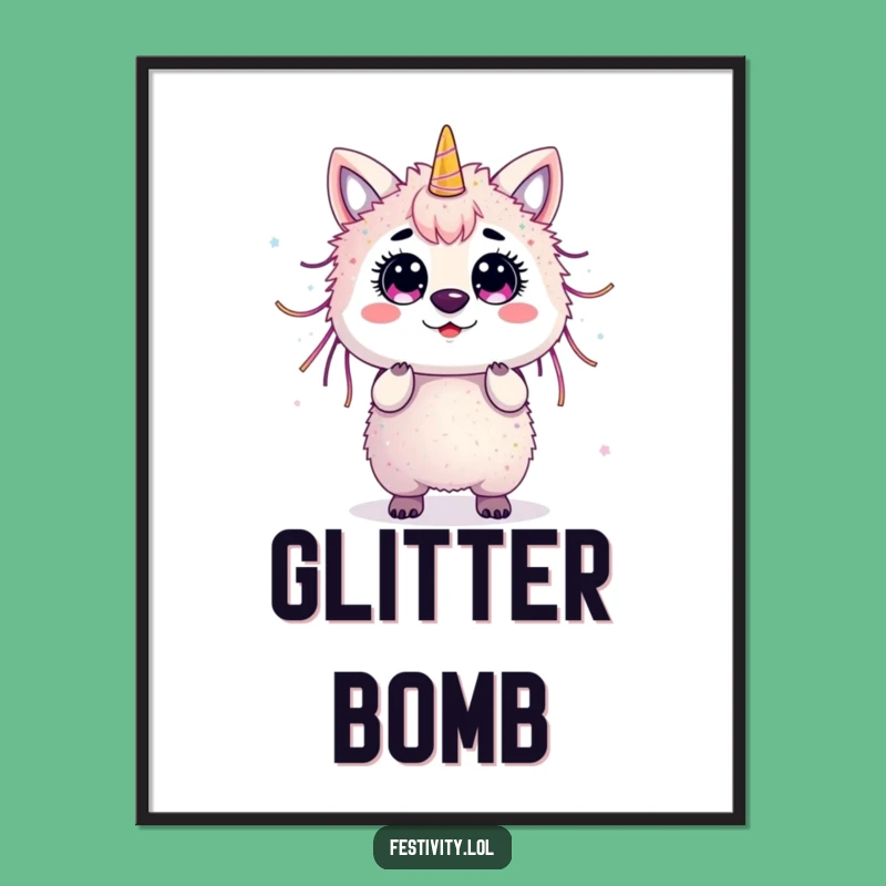 Funny Glitter Animal Poster - Streamer Chaos Art - Festive Decor