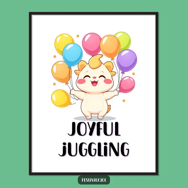Funny Juggling Creature Poster - Balloon Art - Joyful Wall Decor