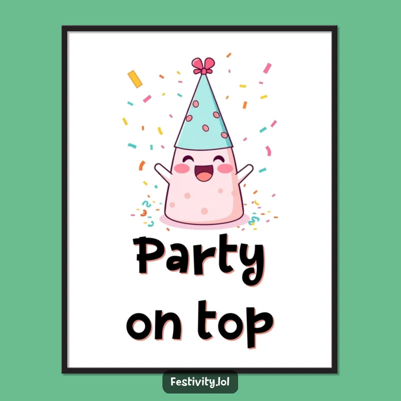 Funny Party Hat Poster: Hilarious Confetti Art for Festive Wall Decor