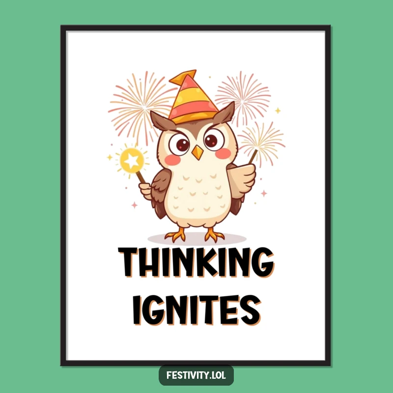 Funny Owl Firework Poster: Decorate with Explosive, Hilarious Art!