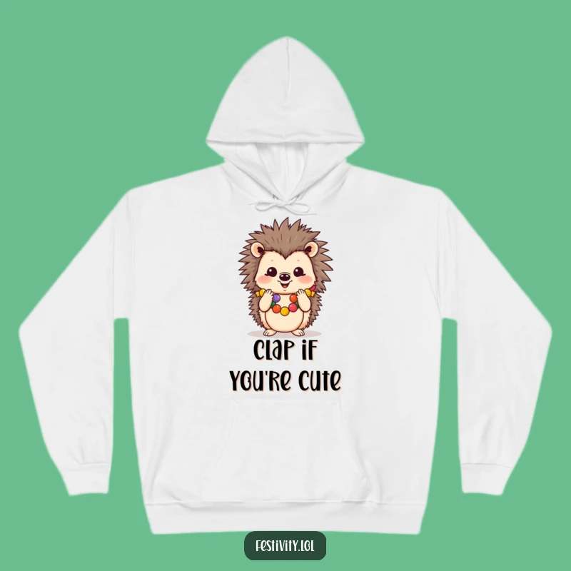 Funny Cheerful Hedgehog Hoodie: Stay Cozy and Festive with This Adorable Sweatshirt