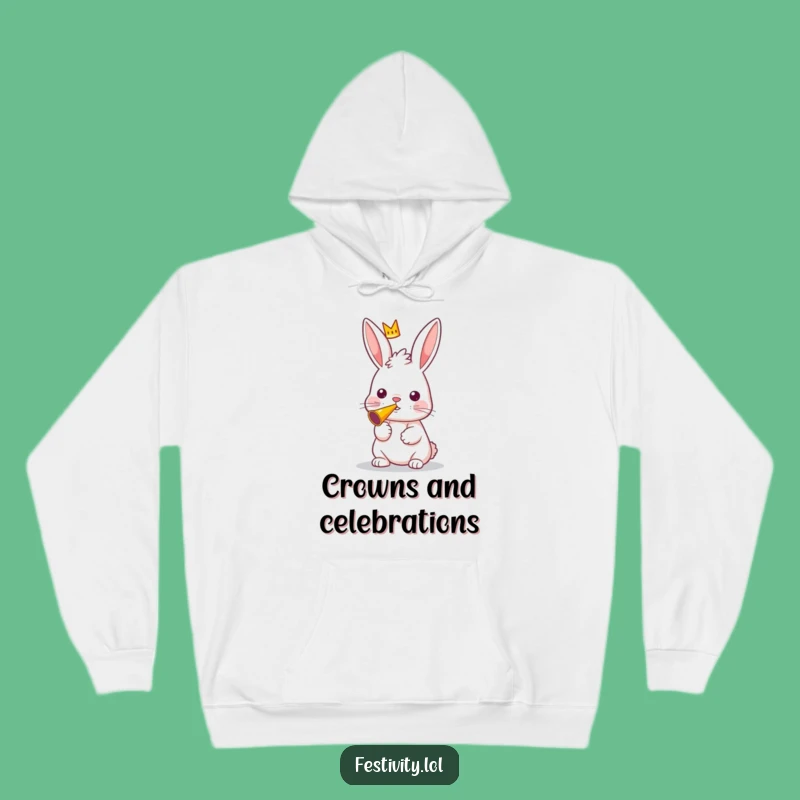 Funny Rabbit Hoodie: Cozy Up with Royal Fun and a Party Horn
