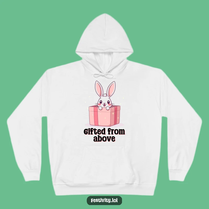 Funny Surprised Bunny Gift Box Hoodie - Cozy Surprise Wear for Hilarious Comfort