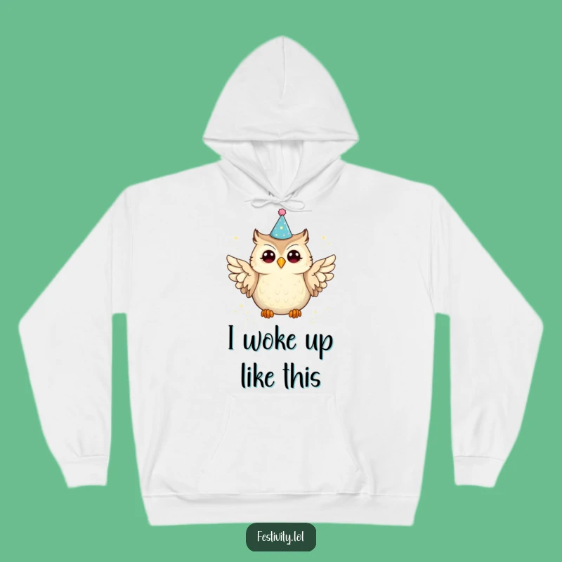 Funny Owl Party Hoodie: Cozy Glitter Spill, Perfect Warm & Humorous Gift